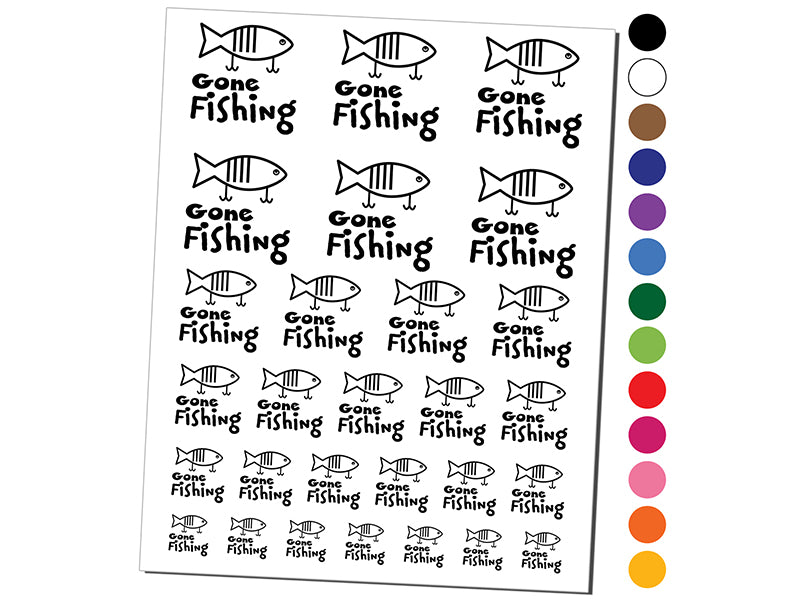 Gone Fishing Lure Fun Text Temporary Tattoo Water Resistant Fake Body Art Set Collection