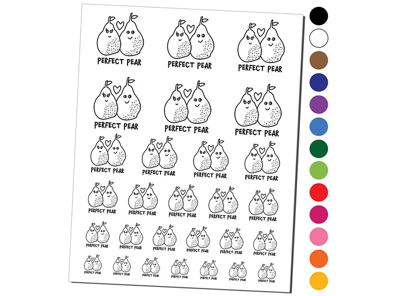 Perfect Pear Pair Love Doodle Temporary Tattoo Water Resistant Fake Body Art Set Collection