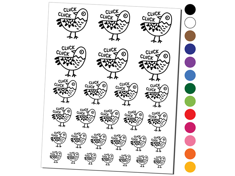 Silly Chicken Doodle Cluck Temporary Tattoo Water Resistant Fake Body Art Set Collection