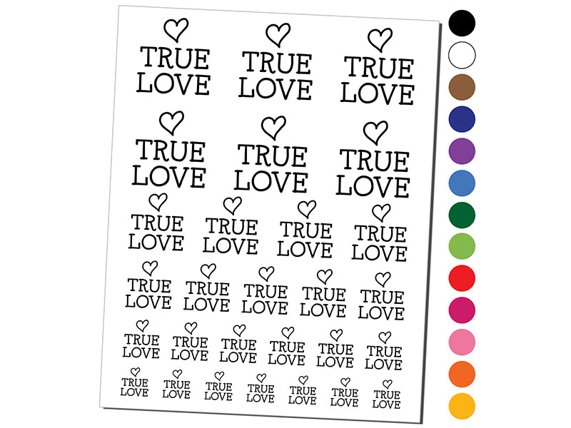 True Love Heart Fun Text Temporary Tattoo Water Resistant Fake Body Art Set Collection