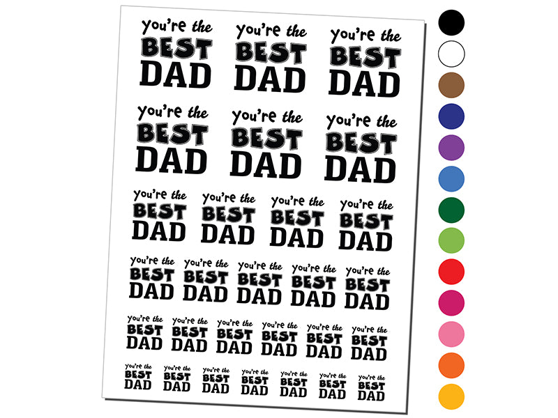 You're the Best Dad Father's Day Temporary Tattoo Water Resistant Fake Body Art Set Collection