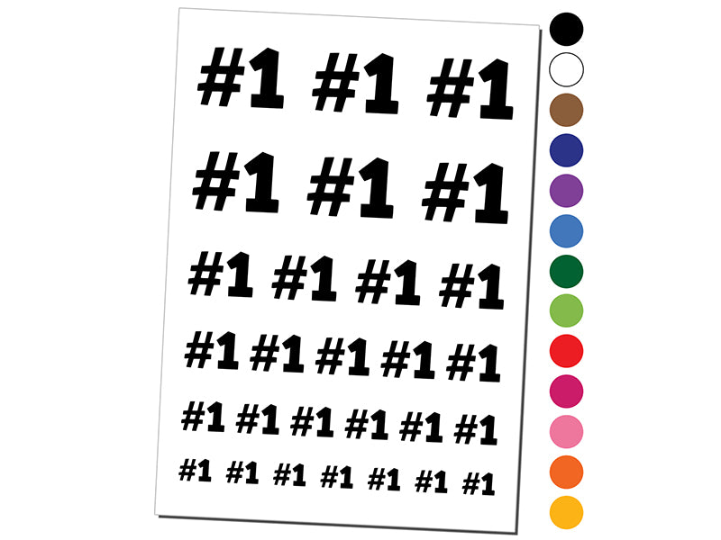 #1 Number One Fun Text Temporary Tattoo Water Resistant Fake Body Art Set Collection