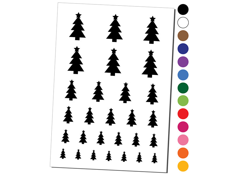 Christmas Tree with Star Solid Temporary Tattoo Water Resistant Fake Body Art Set Collection