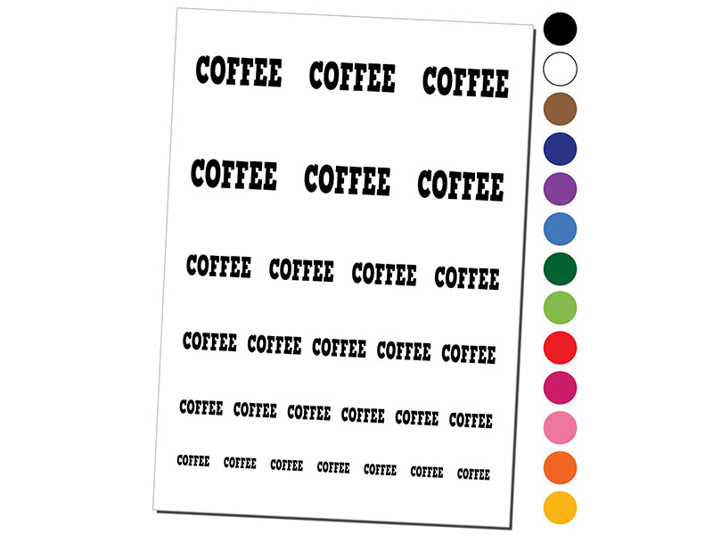Coffee Fun Text Temporary Tattoo Water Resistant Fake Body Art Set Collection