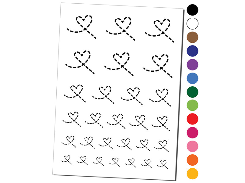 Dashed Heart Temporary Tattoo Water Resistant Fake Body Art Set Collection