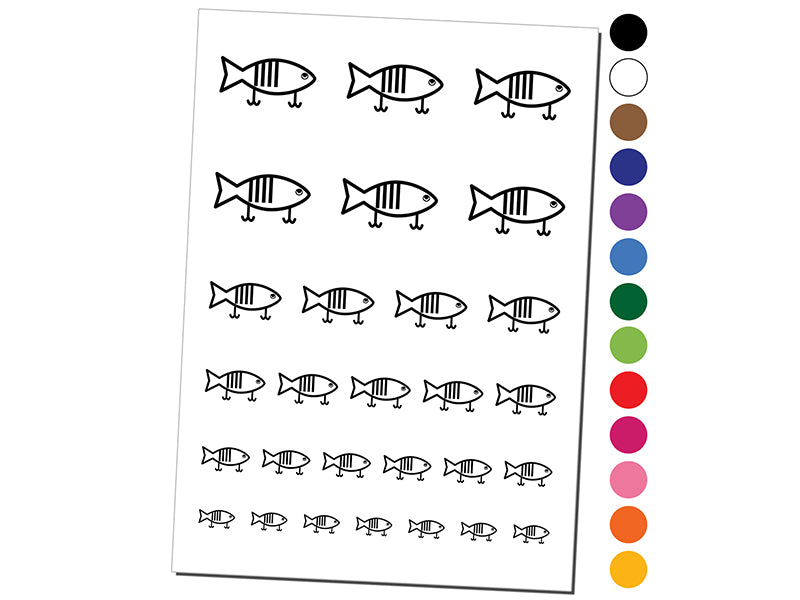 Fishing Lure Temporary Tattoo Water Resistant Fake Body Art Set Collection
