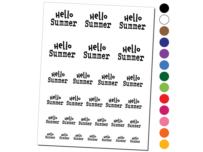Hello Summer Fun Text Temporary Tattoo Water Resistant Fake Body Art Set Collection