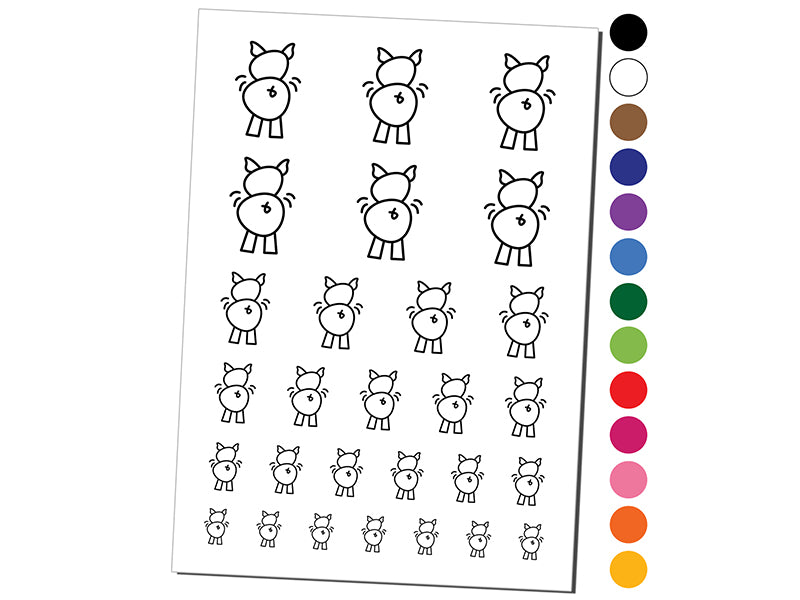 Pig Butt Doodle Temporary Tattoo Water Resistant Fake Body Art Set Collection