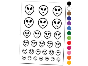 Sad Alien Emoticon Temporary Tattoo Water Resistant Fake Body Art Set Collection