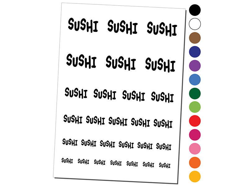 Sushi Fun Text Temporary Tattoo Water Resistant Fake Body Art Set Collection