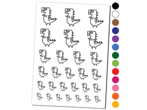 Tyrannosaurus Rex Dinosaur Doodle Temporary Tattoo Water Resistant Fake Body Art Set Collection