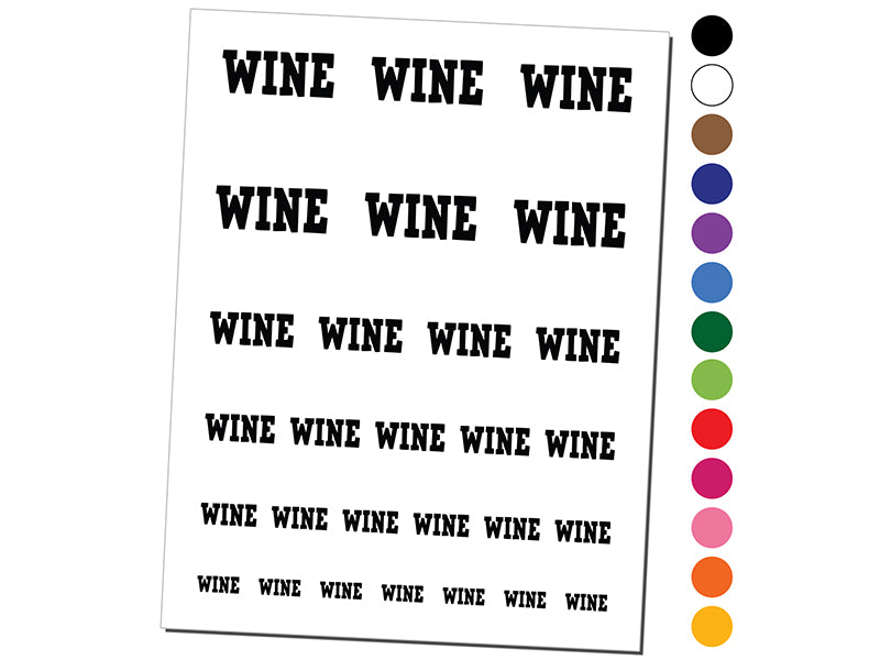 Wine Fun Text Temporary Tattoo Water Resistant Fake Body Art Set Collection