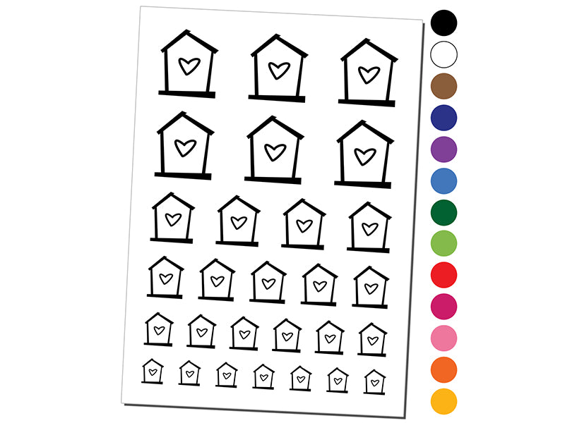 Birdhouse with Heart Temporary Tattoo Water Resistant Fake Body Art Set Collection