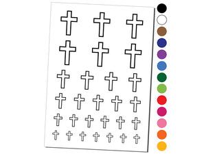 Cross Christian Church Religion Outline Temporary Tattoo Water Resistant Fake Body Art Set Collection