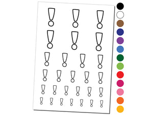 Exclamation Mark Punctuation Outline Temporary Tattoo Water Resistant Fake Body Art Set Collection