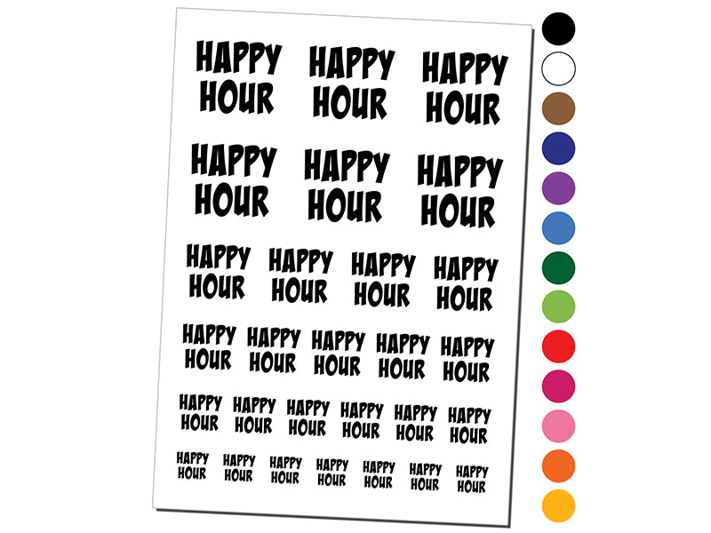 Happy Hour Fun Text Temporary Tattoo Water Resistant Fake Body Art Set Collection