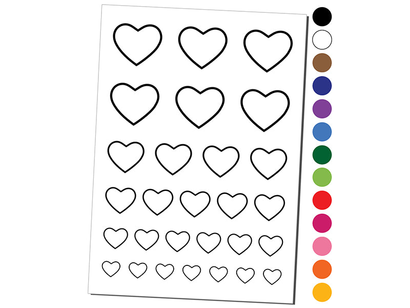 Heart Love Outline Temporary Tattoo Water Resistant Fake Body Art Set Collection