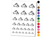 Horse Head Profile Doodle Temporary Tattoo Water Resistant Fake Body Art Set Collection