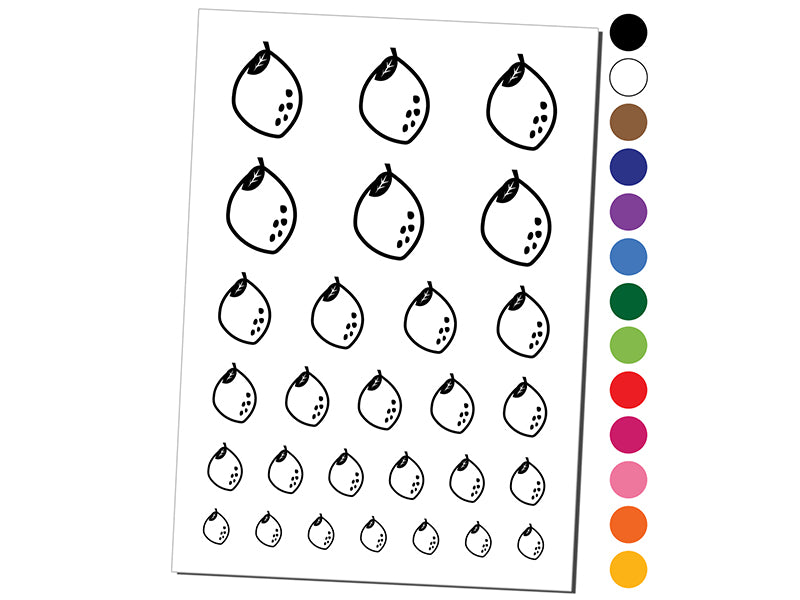 Lemon with Leaf Citrus Doodle Temporary Tattoo Water Resistant Fake Body Art Set Collection