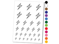 Lightning Bolt Thunderbolt Outline Temporary Tattoo Water Resistant Fake Body Art Set Collection