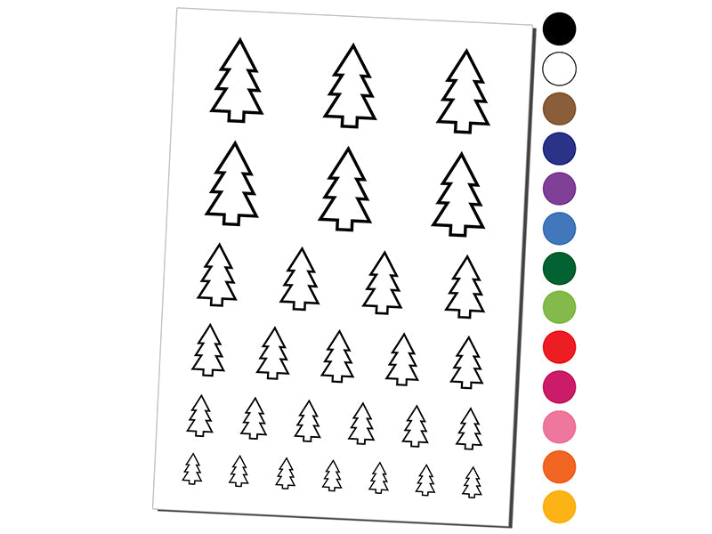 Pine Tree Outline Temporary Tattoo Water Resistant Fake Body Art Set Collection