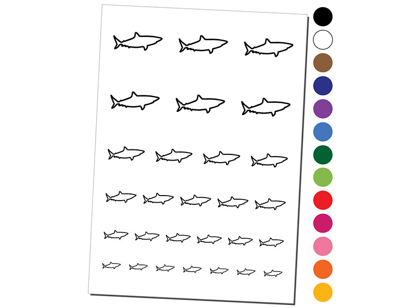 Shark Outline Temporary Tattoo Water Resistant Fake Body Art Set Collection