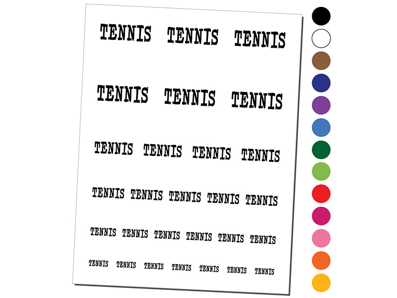 Tennis Fun Text Temporary Tattoo Water Resistant Fake Body Art Set Collection