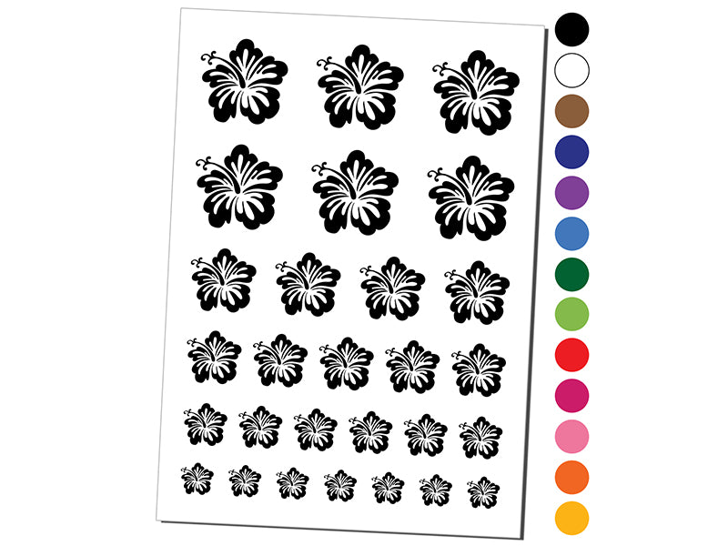 Pretty Hibiscus Flower Tropical Temporary Tattoo Water Resistant Fake Body Art Set Collection