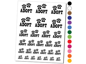 Adopt Dog Cat Paw Prints Hearts Love Fun Text Temporary Tattoo Water Resistant Fake Body Art Set Collection