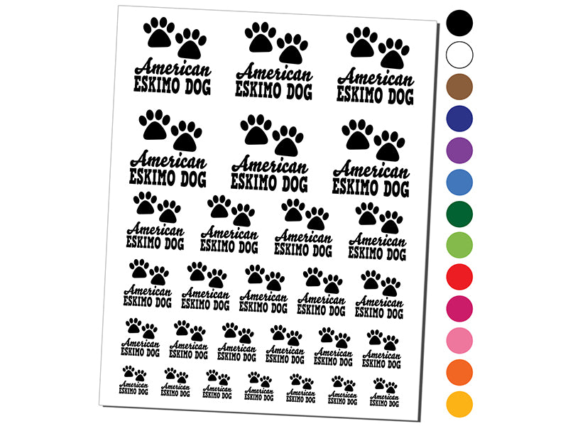 American Eskimo Dog Paw Prints Fun Text Temporary Tattoo Water Resistant Fake Body Art Set Collection