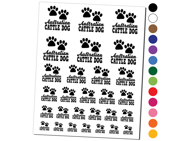 Australian Cattle Dog Paw Prints Fun Text Temporary Tattoo Water Resistant Fake Body Art Set Collection