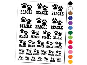 Beagle Dog Paw Prints Fun Text Temporary Tattoo Water Resistant Fake Body Art Set Collection