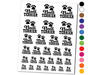 Bull Terrier Dog Paw Prints Fun Text Temporary Tattoo Water Resistant Fake Body Art Set Collection