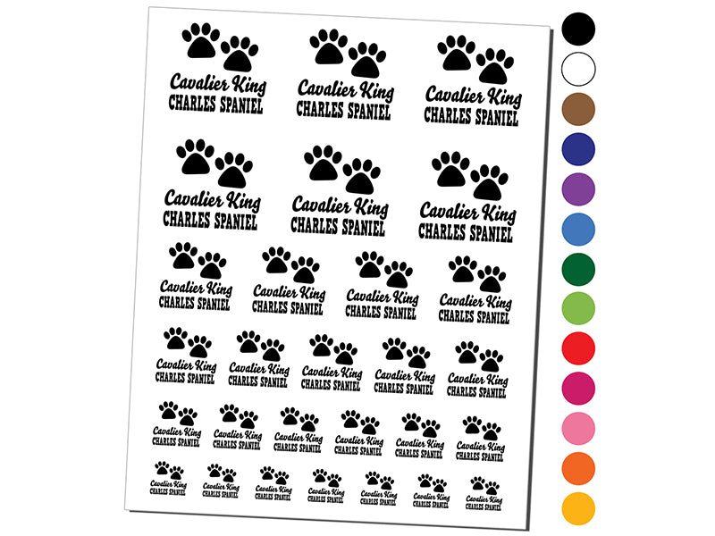 Cavalier King Charles Spaniel Dog Paw Prints Fun Text Temporary Tattoo Water Resistant Fake Body Art Set Collection