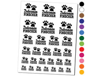 Doberman Pinscher Dog Paw Prints Fun Text Temporary Tattoo Water Resistant Fake Body Art Set Collection