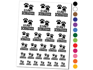 Giant Schnauzer Dog Paw Prints Fun Text Temporary Tattoo Water Resistant Fake Body Art Set Collection