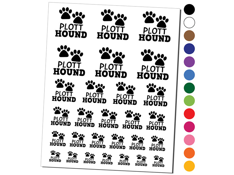 Plott Hound Dog Paw Prints Fun Text Temporary Tattoo Water Resistant Fake Body Art Set Collection