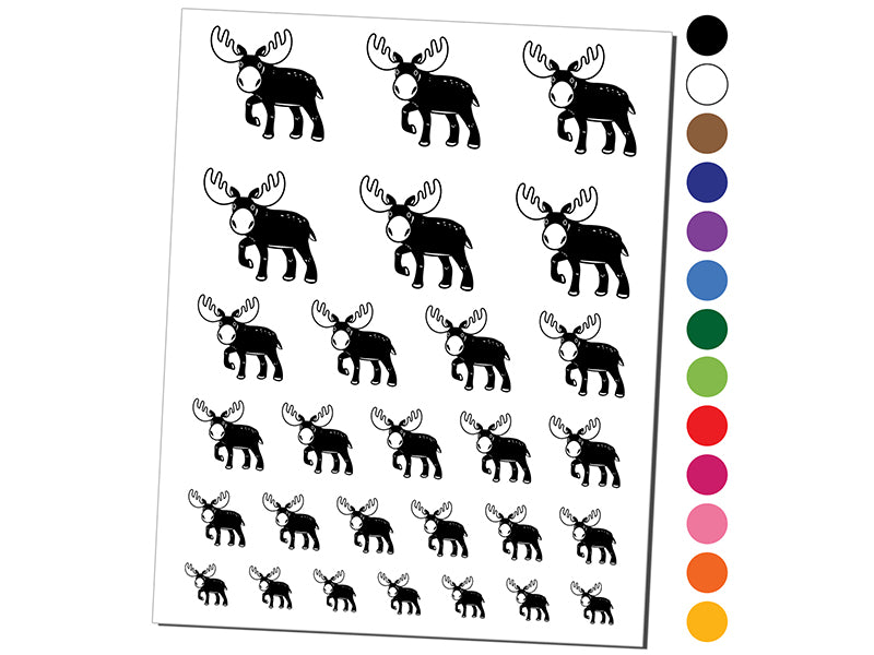 Cartoon Moose Temporary Tattoo Water Resistant Fake Body Art Set Collection