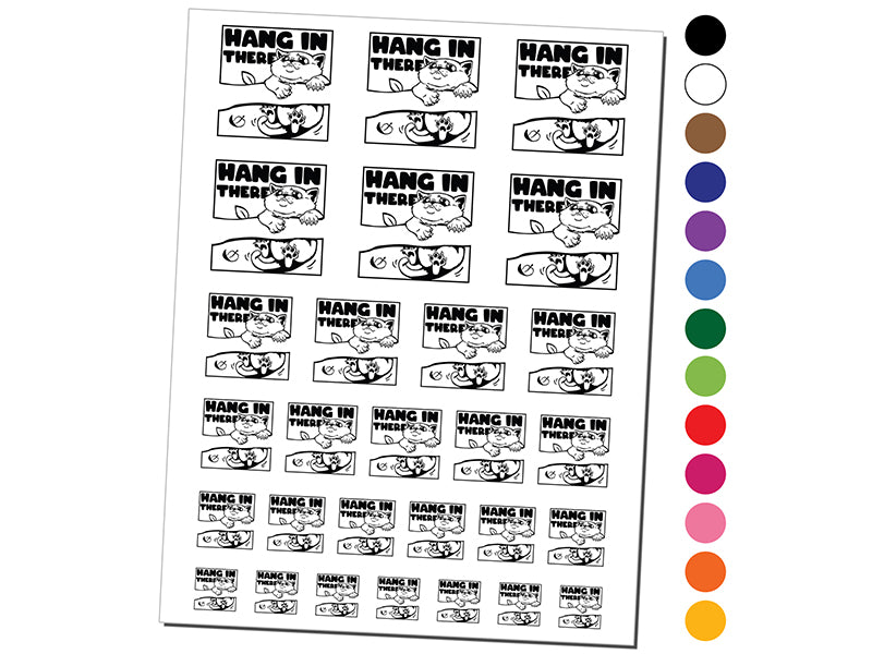 Hang in There Cat Temporary Tattoo Water Resistant Fake Body Art Set Collection