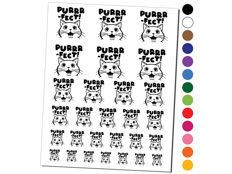 Purrrfect Perfect Cat Temporary Tattoo Water Resistant Fake Body Art Set Collection