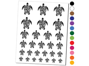 Tribal Hibiscus Sea Turtle Temporary Tattoo Water Resistant Fake Body Art Set Collection