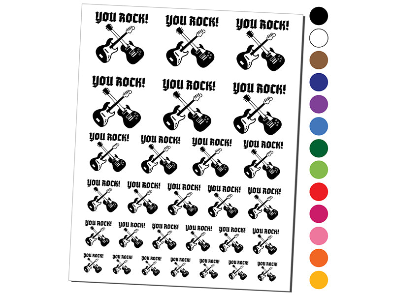 You Rock Electric Guitars Temporary Tattoo Water Resistant Fake Body Art Set Collection