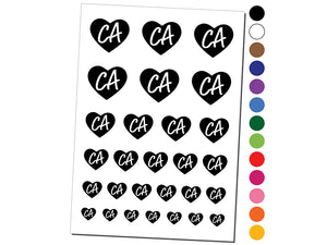 CA California State in Heart Temporary Tattoo Water Resistant Fake Body Art Set Collection