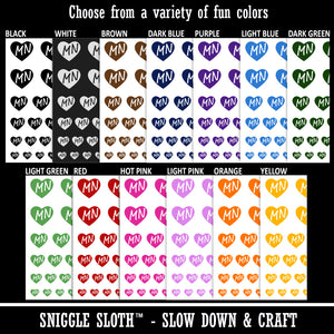 MN Minnesota State in Heart Temporary Tattoo Water Resistant Fake Body Art Set Collection