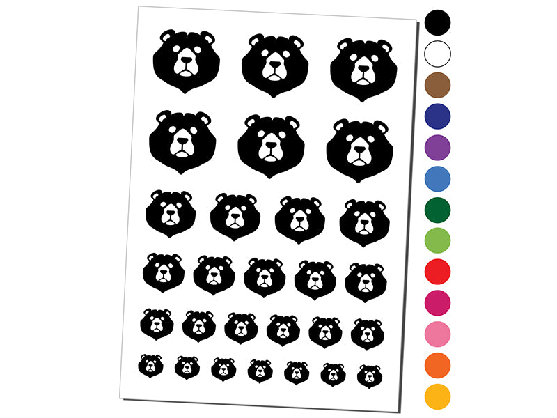 Black Bear Head Temporary Tattoo Water Resistant Fake Body Art Set Collection