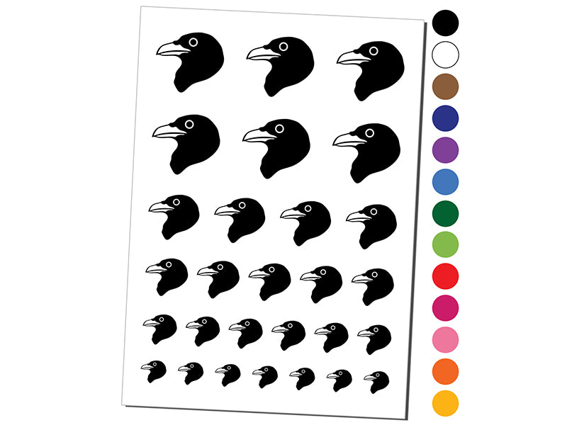 Clever Raven Head Temporary Tattoo Water Resistant Fake Body Art Set Collection