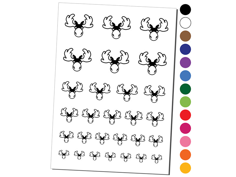 Grumpy Moose Head Temporary Tattoo Water Resistant Fake Body Art Set Collection