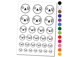 Kawaii Cute Horrified Scared Face Temporary Tattoo Water Resistant Fake Body Art Set Collection