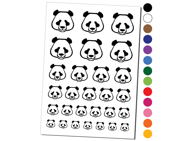 Panda Face Icon Temporary Tattoo Water Resistant Fake Body Art Set Collection