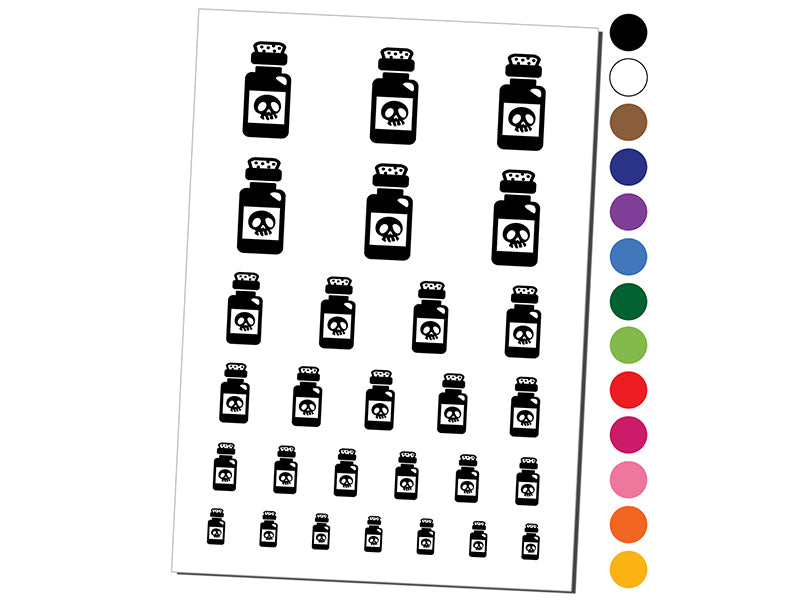 Poison Potion Bottle Temporary Tattoo Water Resistant Fake Body Art Set Collection